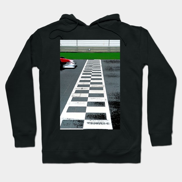 Racing car crosses the finish line Hoodie by MiRaFoto